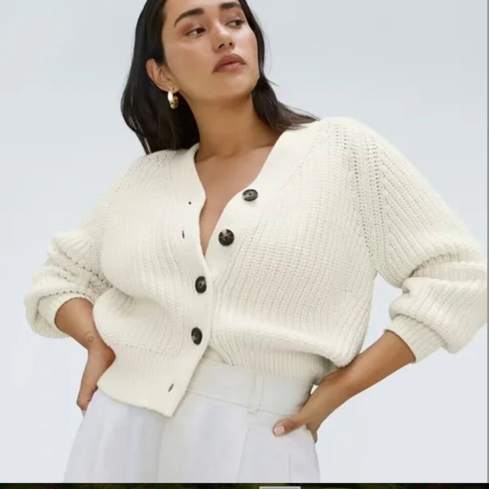 Everlane Textured Cotton Cardigan,  Medium